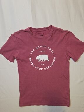 The North Face Mens Pink Graphic Tee with White Logo Size XS